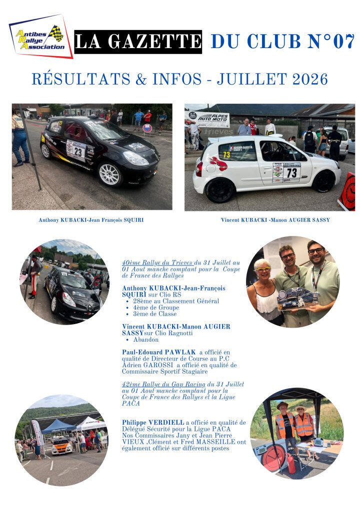 Les news du club de juillet !